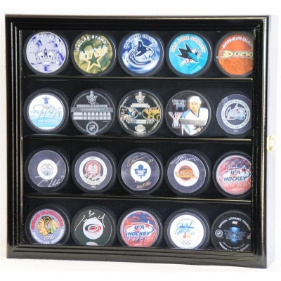 20 Hockey Puck Display Case Cabinet Holder Wall Rack 98% UV Lockable   302333855949